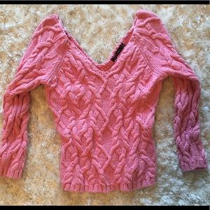 Express Chunky Cable Knit V Neck Sweater